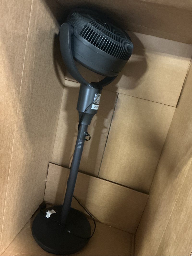 Condition photo showing As Is for pelonis pedestal fan, air circulator, ultra omniflow (135°+90°auto oscillation), quiet floor fan with 3 speeds, remote, 7h timer, memory function, adjustable height, standing fan for bedroom standard with remote grey