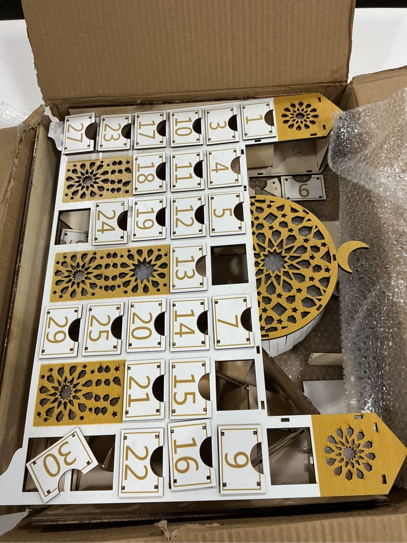 Condition photo showing As Is for ramadan decorations, wooden countdown calendar mosque advent calendar ramadan decor ramadan gifts eid decor