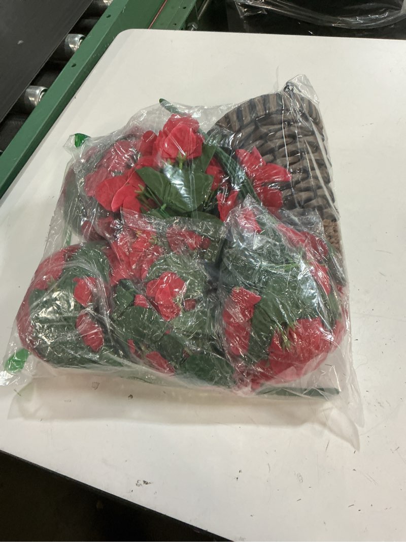 Condition photo showing Good Condition for inspring artificial bougainvillea faux flowers plants baskets for outdoor outside decoration, 3pcs fake silk flowers long trailing vines uv resistant realistic for front door porch patio (hotpink)