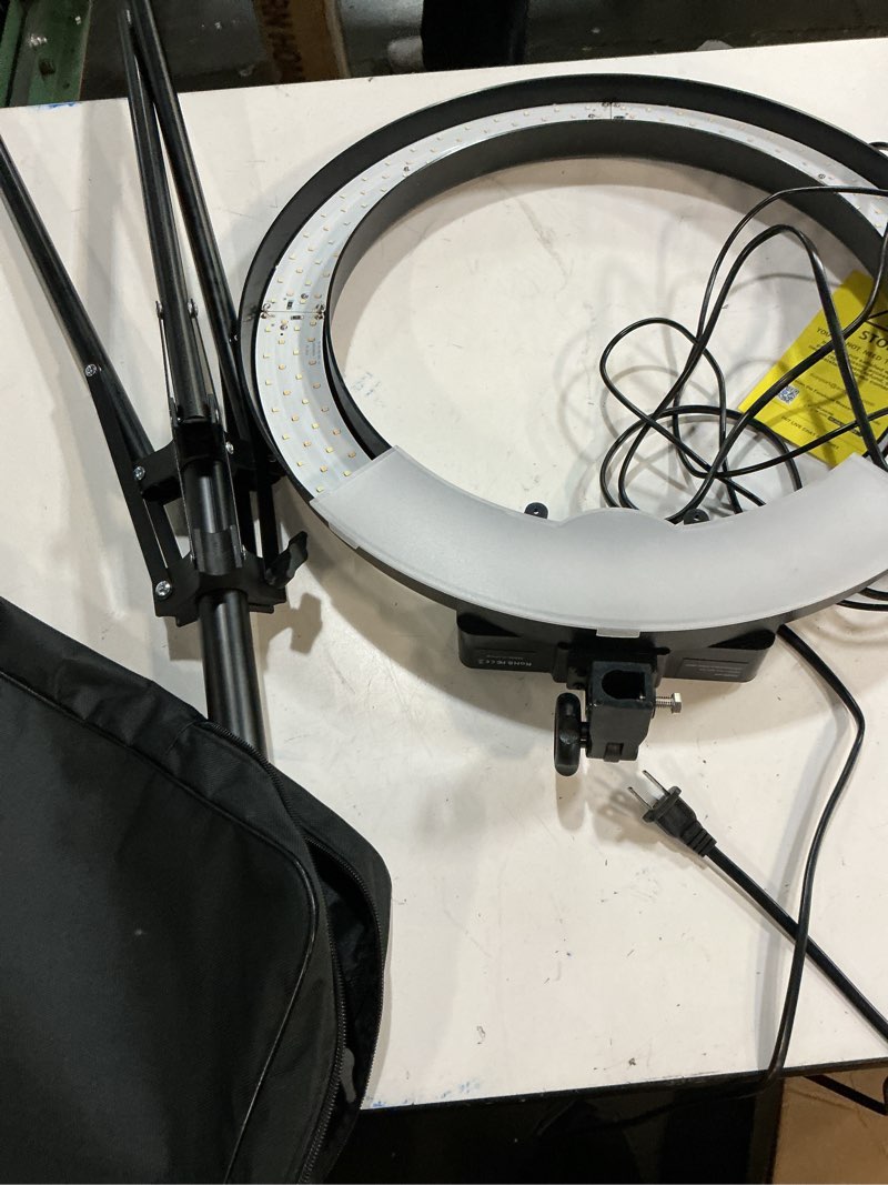 Condition photo showing As Is for 21 inch led ring light with tripod stand, large selfie ring light with touch panel for youtube vlog video shooting, makeup studio portrait with carrying bag and remote controller, cri>97