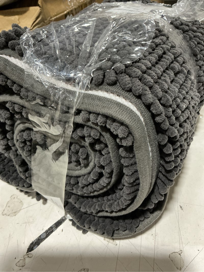 Condition photo showing As Is for arotive bathroom rugs 59x24, extra soft absorbent shaggy chenille bath rugs, machine washable rubber backing bath mats for bathroom floor tub and shower, home decor accessories, dark grey dark grey rectangular 59" x 24"