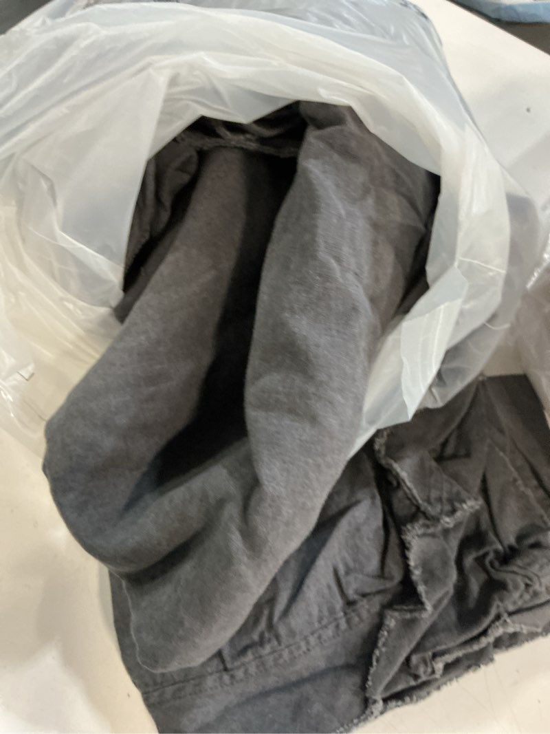 Condition photo showing As Is for quince european linen double flange deluxe bedding bundle, twin, charcoal 3pcs