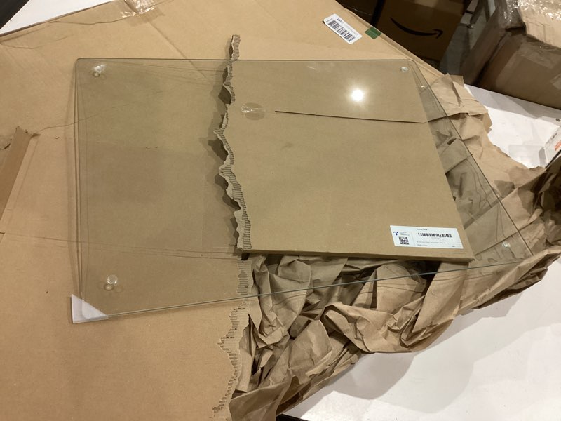 Condition photo showing As Is for missing pcs. murrey home glass cutting board for kitchen counter, tempered  glass chopping boards dishwasher safe, small clear countert op tray, scratch resistant, heat resistant, non toxic, clear