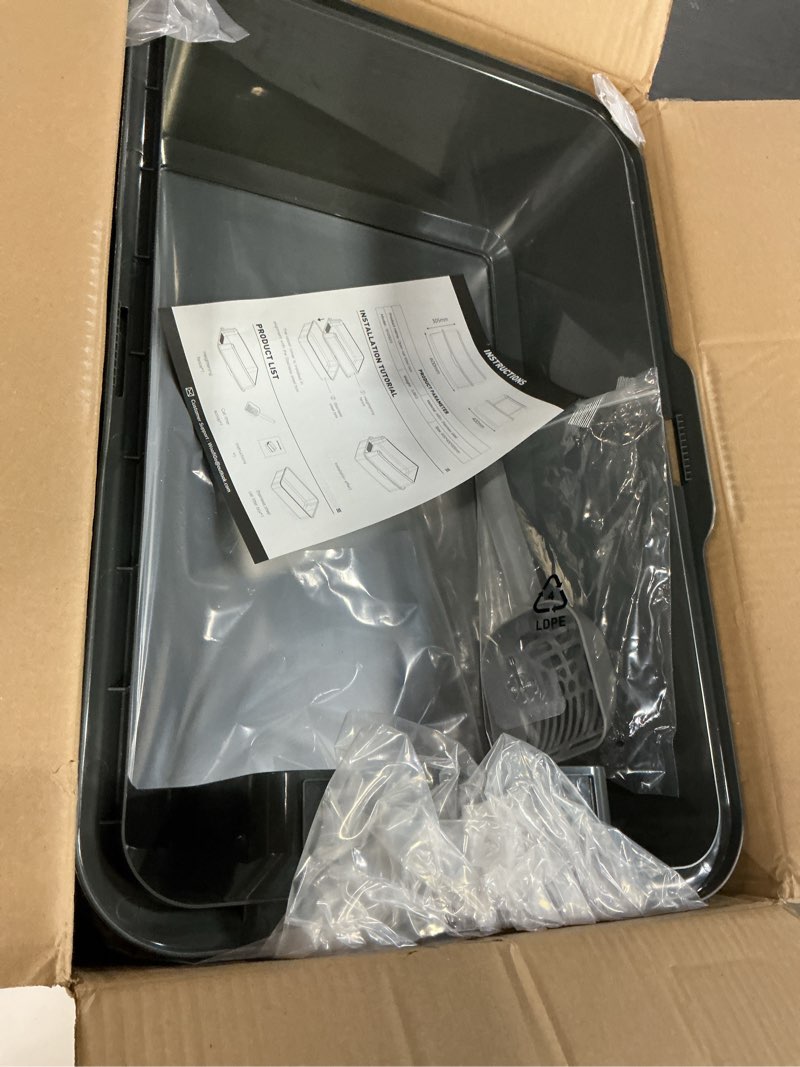 Condition photo showing New/Like New for woofigo enclosed stainless steel cat litter box with lid, xl extra large litter box for big cats, metal litter pan high sided, never absorbs odors, anti-urine leakage, easy cleaning, include scoop 5 - dark gray (pack of 1)