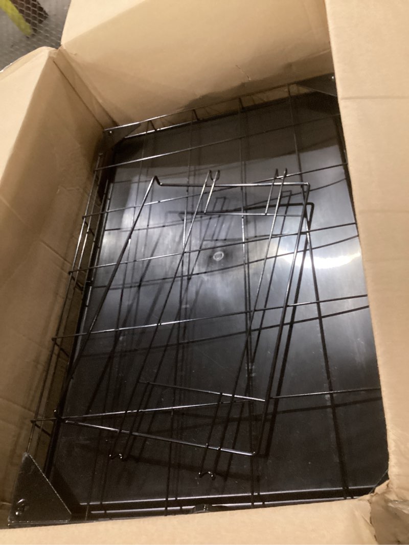 Condition photo showing As Is for amazon basics large 3-tier cat durable,pliable cage playpen box crate kennel - 35.8"l x 22.4"w x 50.6"h, black