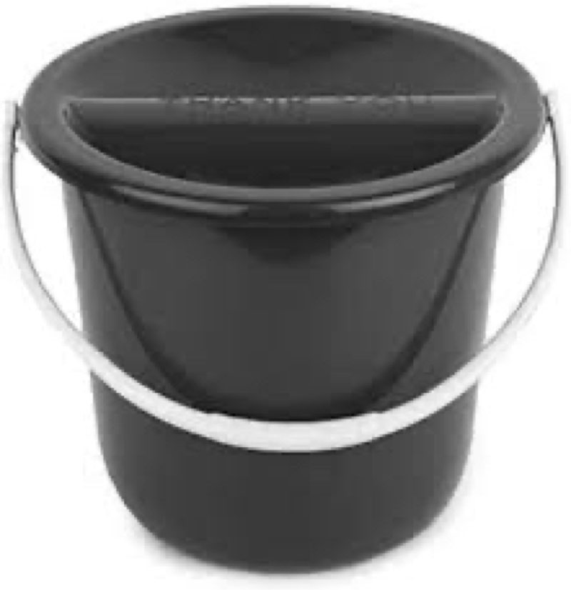 Plastic coin collection Bucket with removable lid and handle charity donation collection money box pail for fundraising with top slot for tickets raffles and money 7.5\"Hx8.3\"Diameter(black) 4 pack 