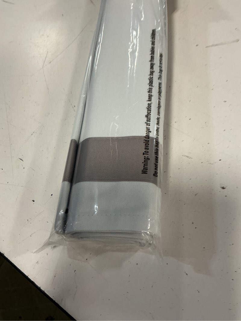 Condition photo showing New/Like New for everyday celebration roman shades for windows, 100% blackout, cordless pull down, indoor window blinds with ribbon border, grey (33" w x 64" h) grey (blackout) 33"w x 64"h