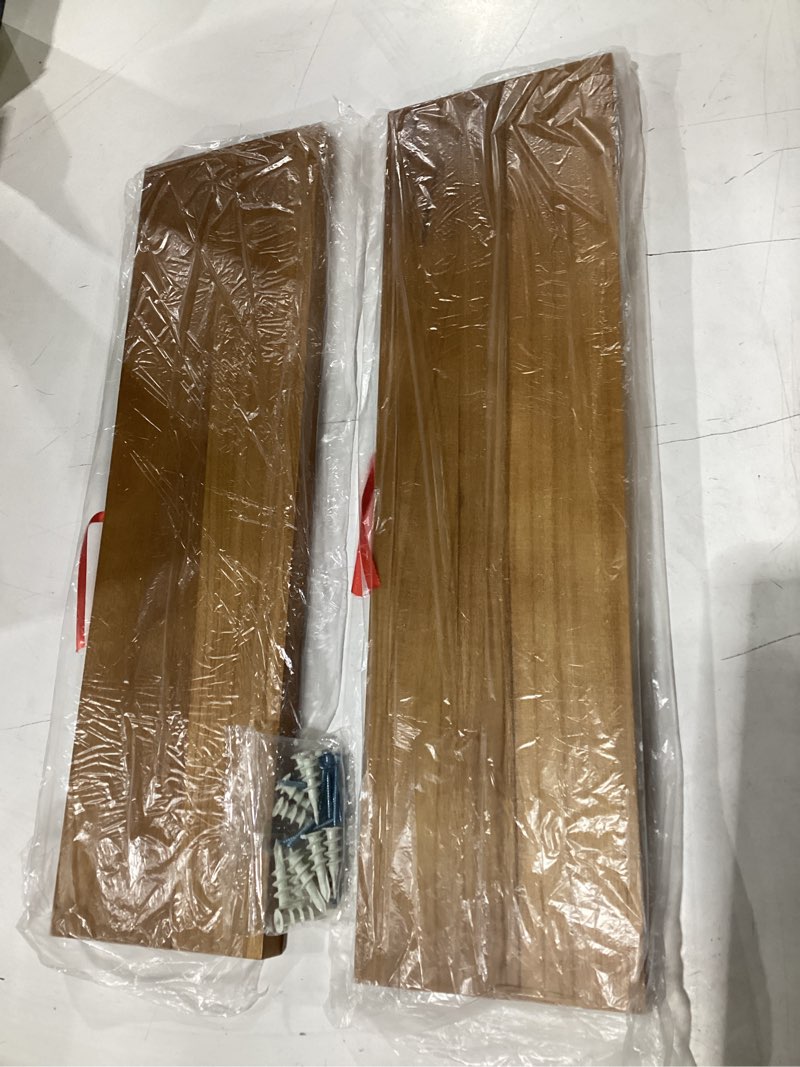 Condition photo showing Good Condition for saumonieres floating wall shelves for bedroom bathroom wall mounted solid wood shelf 24 inch set of 2, walnut floating shelves walnut 24 inch-2 shelves