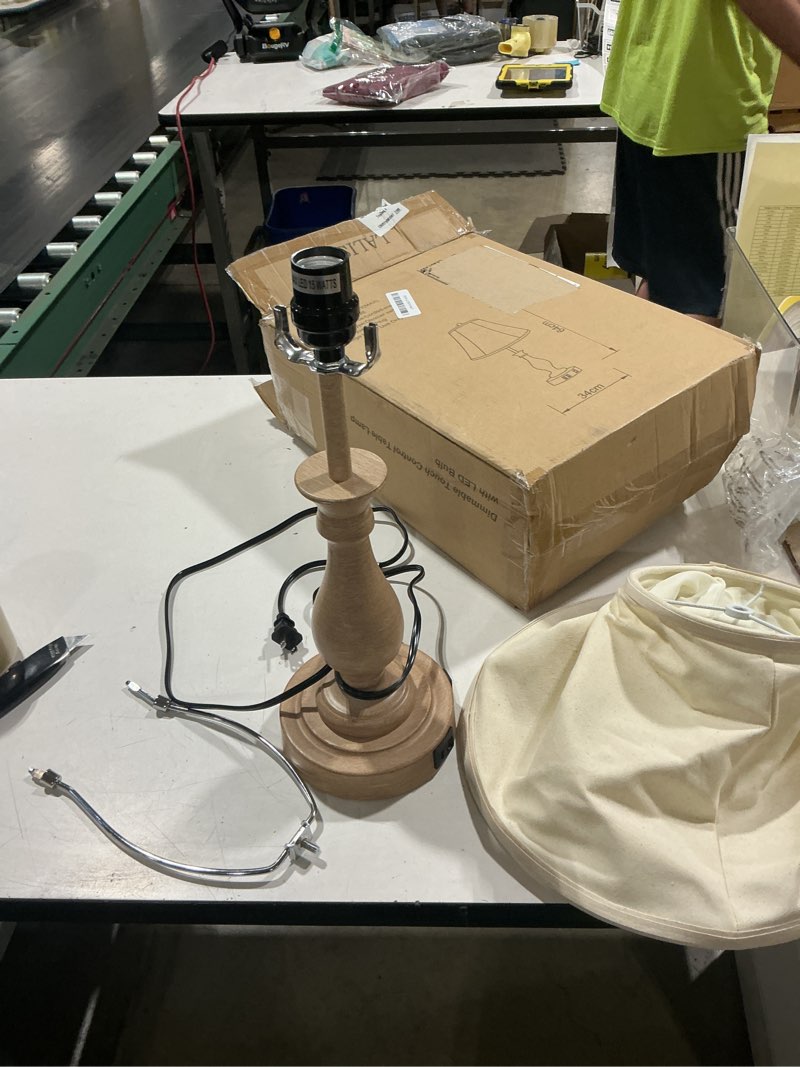 Condition photo showing Good Condition for lalisu farmhouse table lamp touch control 3-way dimmable table lamp, modern nightstand lamp with 2 usb port bedside desk lamp with fabric shade for living room bedroom hotel (pack 1-beige shade)