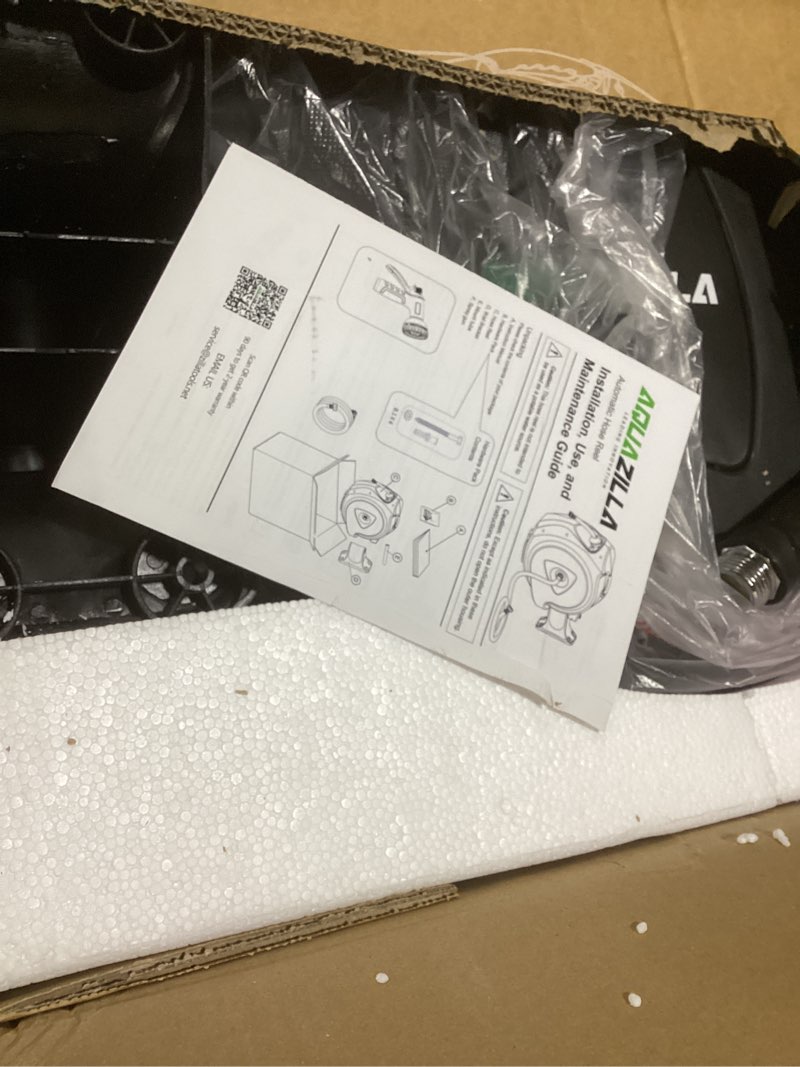 Condition photo showing Good Condition for retractable garden hose reel - 5/8 in x 100 ft automatic wall mount heavy duty automatic water hose reel with 9 patterns nozzle, kink-resistant hose, 180° swivel, auto-lock for outdoor watering