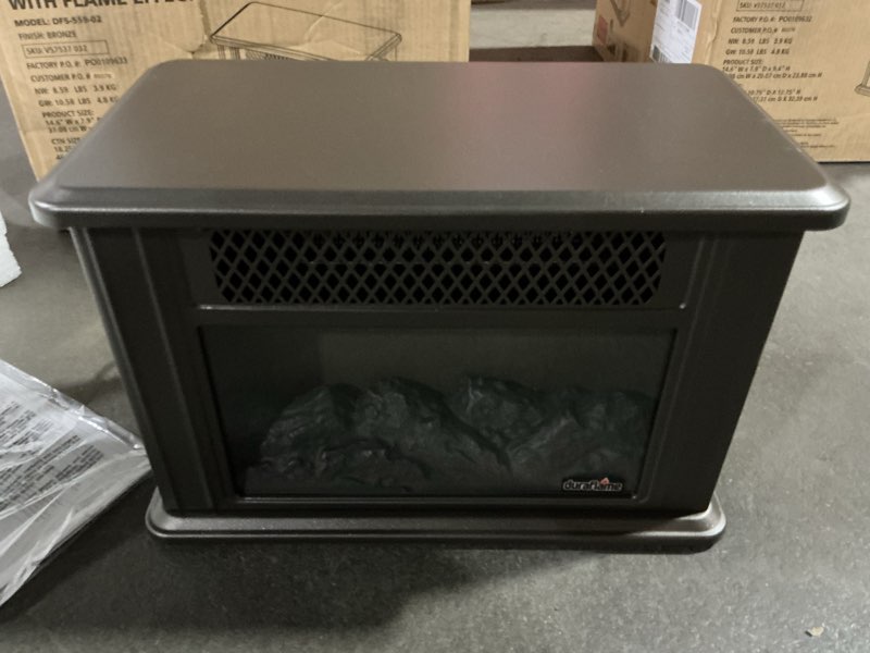 Condition photo showing Good Condition for Duraflame tabletop electric fireplace w flame effect BRONZE 