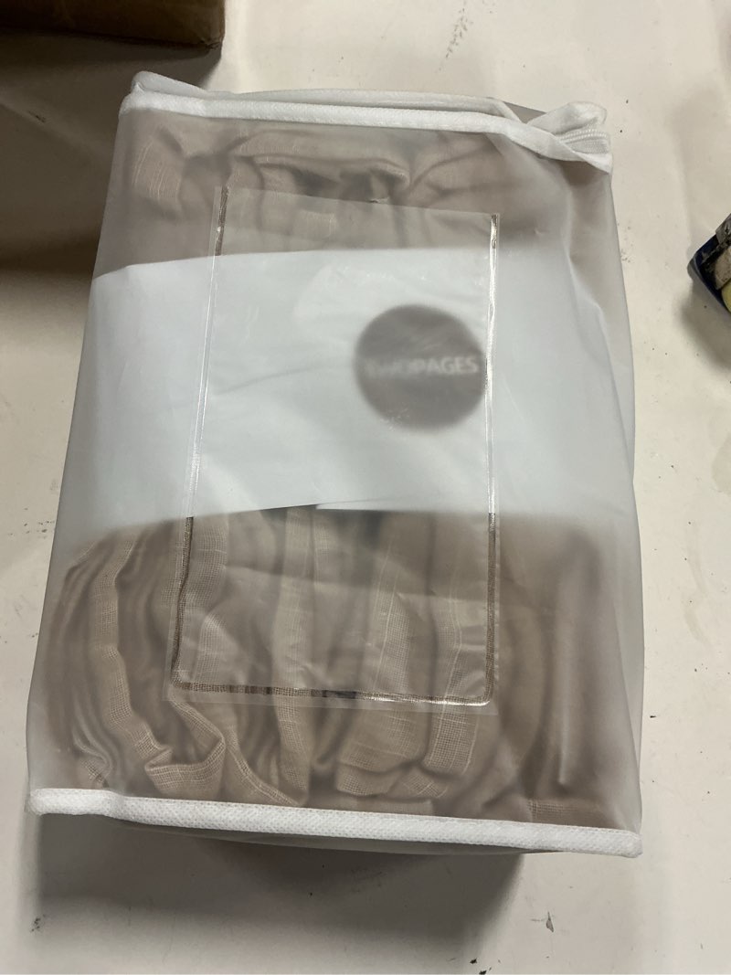 Condition photo showing New/Like New for twopages light brown pinch pleated sheer curtains, 26" w x 84" l, 2 panels | linen textured curtains 84 inches long for living room breathable open weave faux linen privacy light filtering drapes light brown 26"w x 84"l (pack of 2)