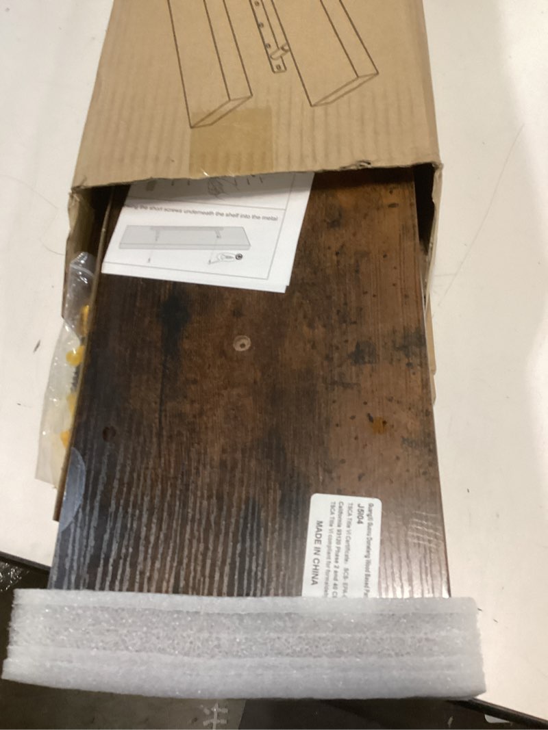 Condition photo showing New/Like New for BAYKA Floating Shelves, 22.5 inch Rustic Wood Wall Mounted Shelves for Bedroom, Living Room, Kitchen & Office, Hanging Display Shelf with 22 lbs Capacity (Rustic Brown,Set of 2) B. Rustic Brown - Americana Farmhouse Style 22.5inches