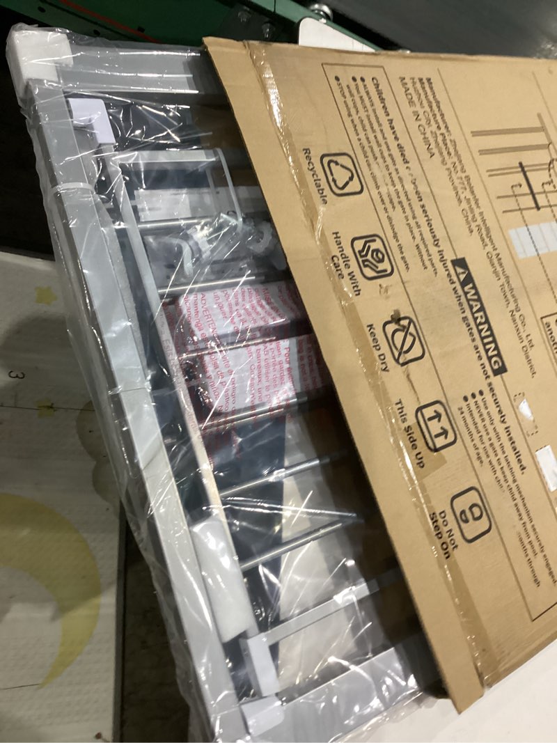 Condition photo showing Good Condition for cumbor 30 x46\" baby gate for stairs, gifts for mom-auto close dog gate for the house, easy install pressure mounted pet gates for doorways, easy walk thru wide safety gate for dog, gray gray 29.7\"-46\"w x 30.5\"h