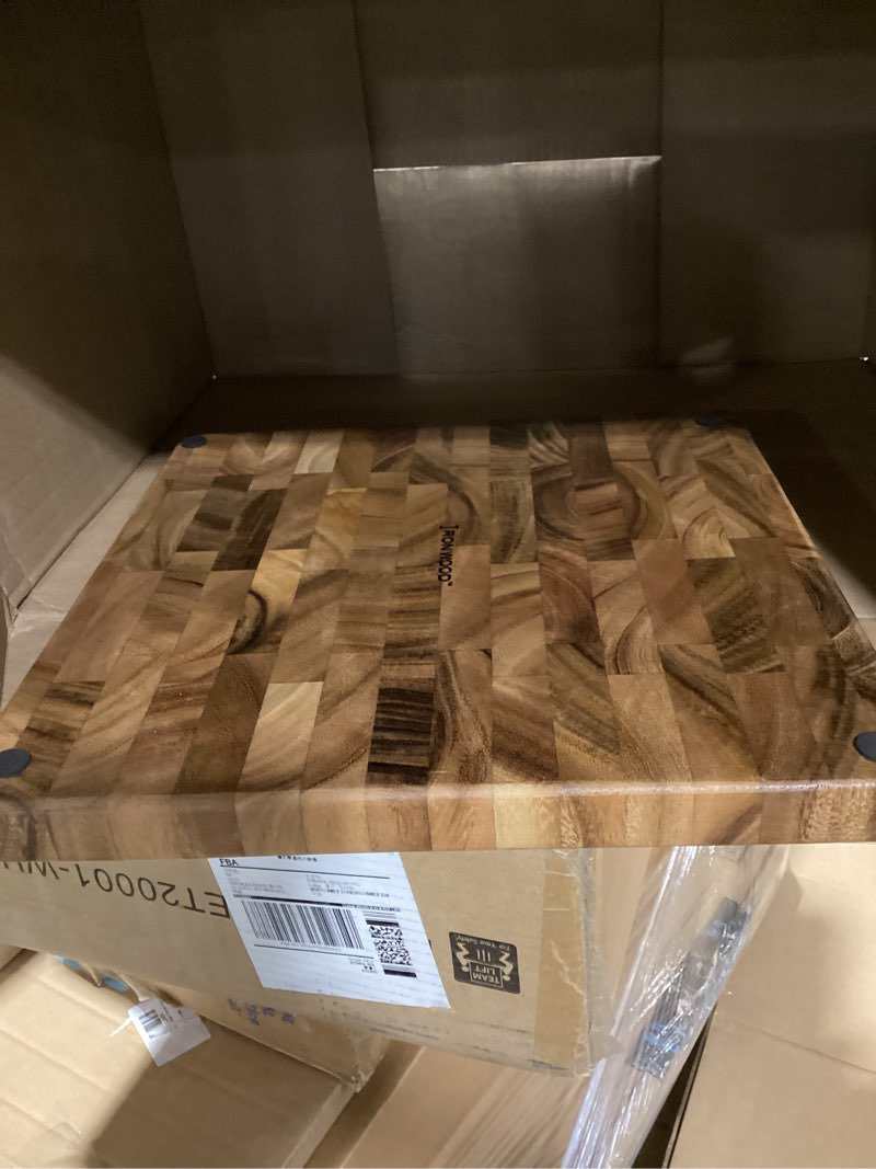 Condition photo showing Good Condition for ledgefit 17 in. x 16 in. x 2 in. thick end grain teak butcher block solid wood cutting board