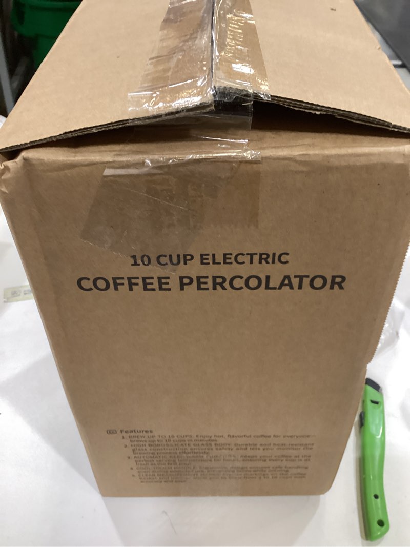 Condition photo showing New/Like New for Percolator Coffee Pot Electric Coffee Maker, Brews 2–10 Cups, Auto Keep Warm, Stainless Steel Basket, Borosilicate Glass, Easy-Pour Spout, Cool-Touch Handle
