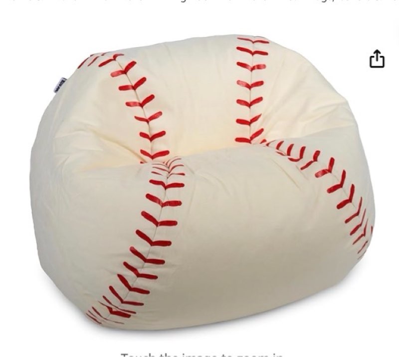 Big Joe Sports Ball Bean Bag Chair for Kids, Baseball Plush, Ultra-Soft Lightweight Polyester Blend, 2.5 Foot Refillable