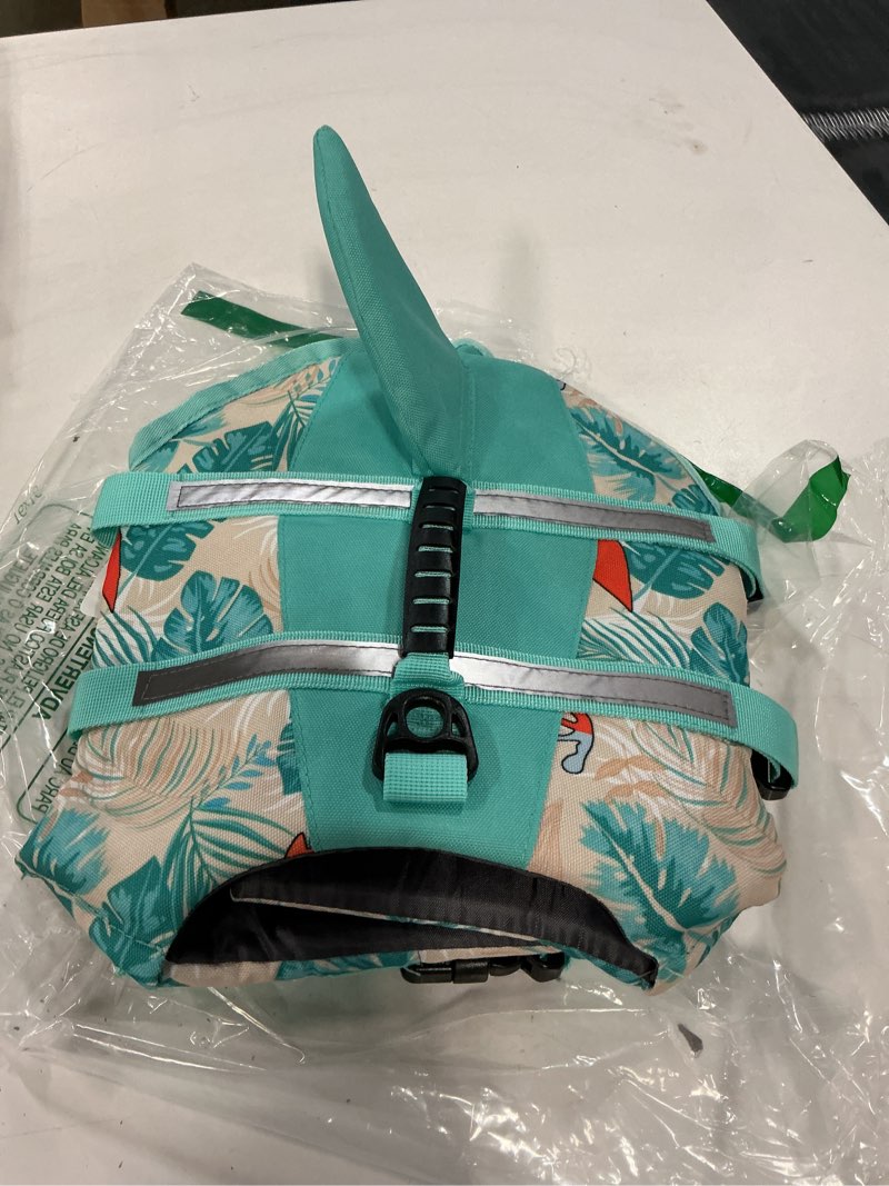 Condition photo showing Good Condition for fragralley shark dog life jacket, adjustable dog life vest with shark fin, suit for small medium large dog life vest for swimming, boating, pool, beach small blue-xwy-shark