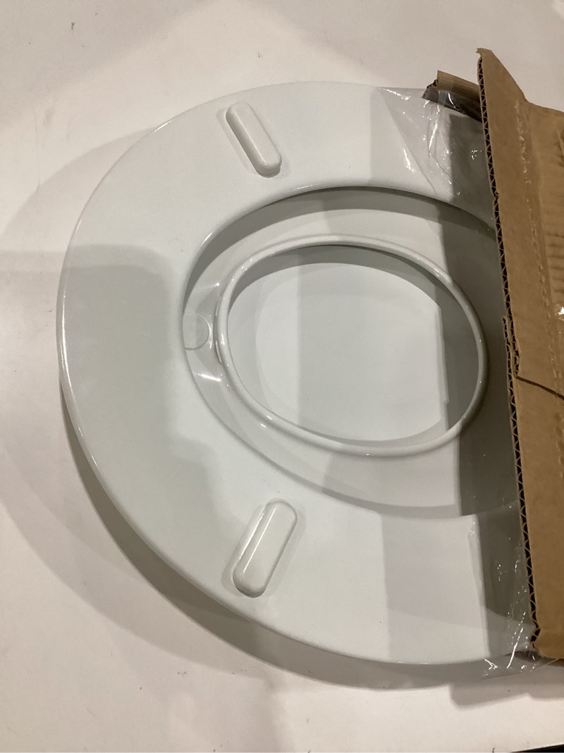 Condition photo showing As Is for mayfair nextstep2 toilet seat with built-in potty training seat, slow-close, removable that will never loosen, round, white round 1