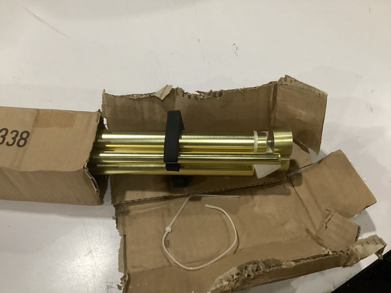 Condition photo showing As Is for double curtain rods with aluminum end cap and full surround brackets,1"front and 5/8" back rod,adjustable between 72 to 144 inches (6-12 feet), brass double window drapery rod 72-144" brass