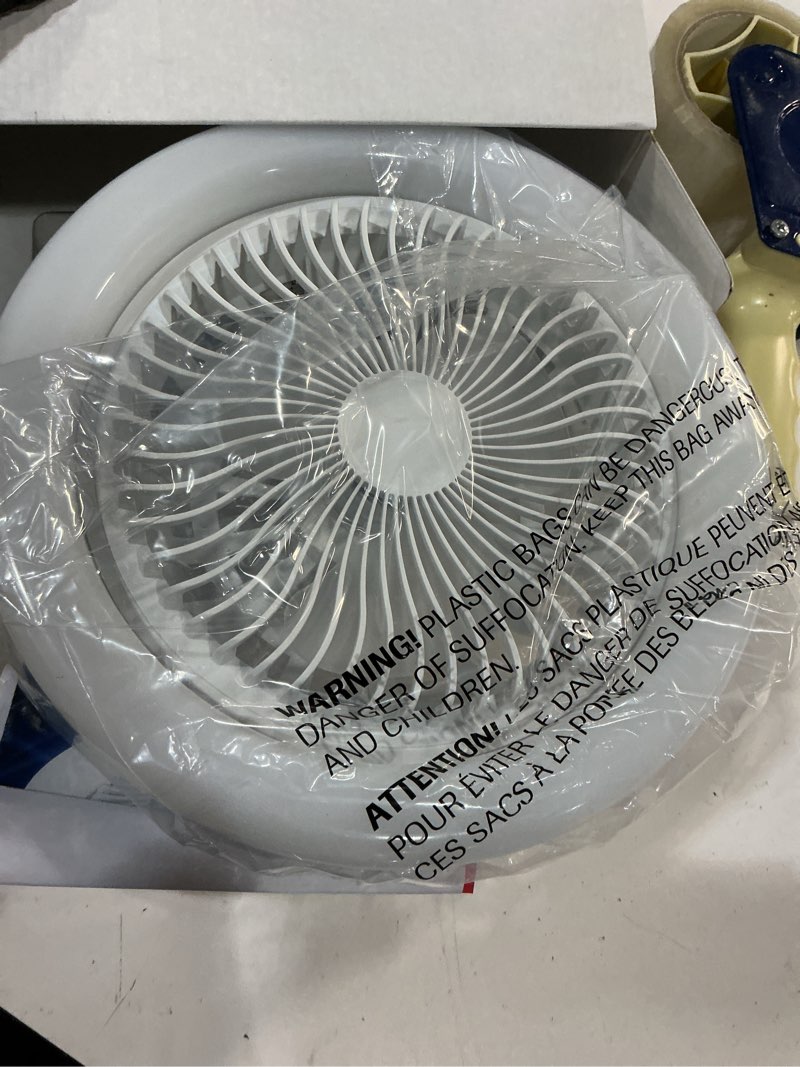 Condition photo showing As Is for bell + howell socket air fan led color changing ceiling fan light