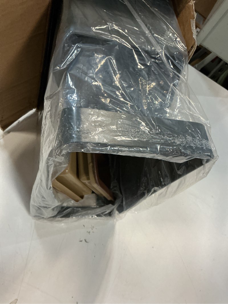 Condition photo showing Good Condition for Home Zone Living 2-Pack 2-Gallon Small Trash Can, Slim Rectangular Wastebasket with Wood Grain Cover, Virtuoso Collection Slim with Lid