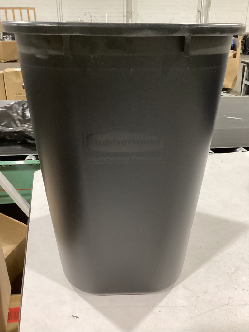 Condition photo showing Good Condition for rubbermaid commercial standard series wastebasket, 15" x 14.1" x 10.3", black