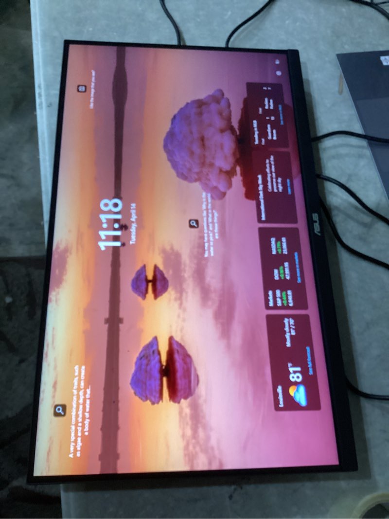 Condition photo showing As Is for incomplete, missing everytng exept monitor as is!!!!         asus tuf gaming 27” 1440p monitor (vg27aql5a) – qhd (2560 x 1440), 210hz, 0.3ms, fast ips, extreme low motion blur sync, speakers, displaywidget center, gaming ai, height adjustment, 3 yr warrantyi