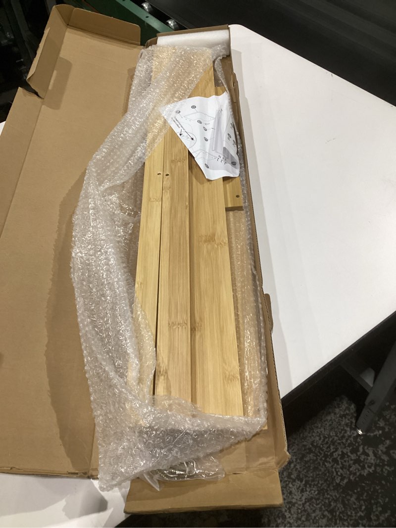 Condition photo showing Good Condition for iiioiiia bamboo over the stove spice shelf for kitchen storage, 31.5" kitchen spice rack organizer stove top shelf with 6 hooks, 11.4" height extra storage countertop, easy to assemble 30" bamboo