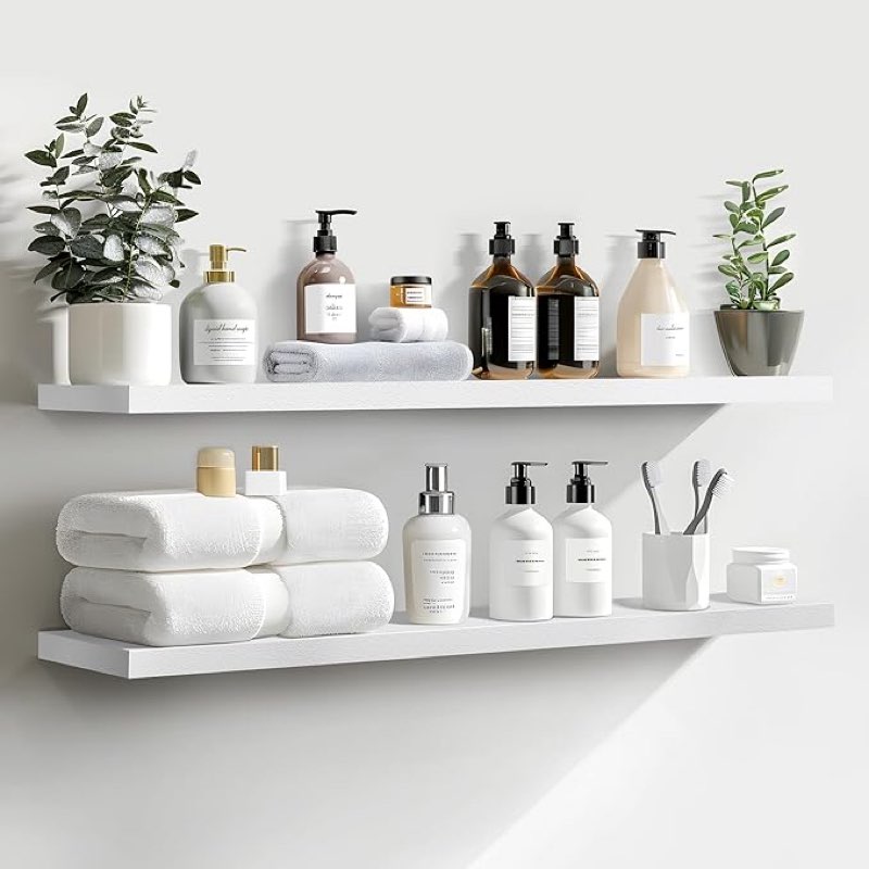 lavie home 36 inch floating shelves white 