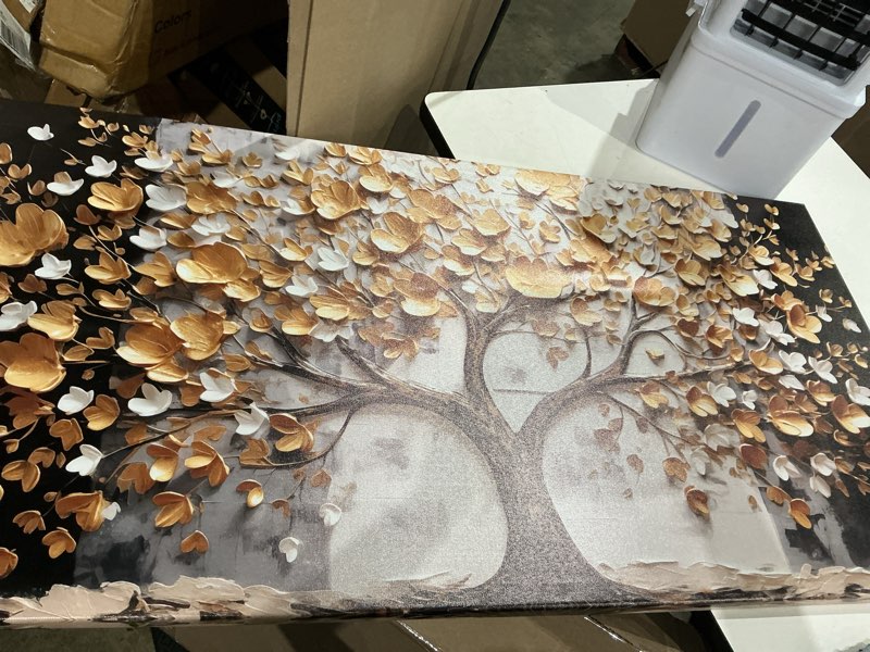 Condition photo showing Good Condition for abstract brown flower canvas – minimalist