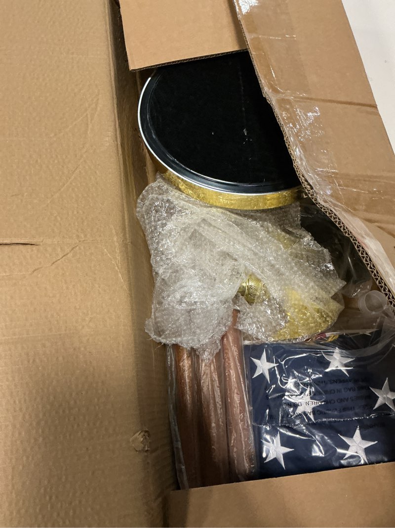 Condition photo showing New/Like New for senzhiyi presidential indoor wooden flag pole kits 8ft professional commercial indoor flagpole with golden eagle topper, heavy duty flag pole kit with base for office school city hall government 1 pack 8ft 1pack