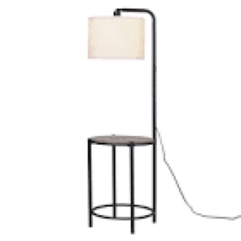 mainstays 54-inch mid-century style floor lamp  with faux wood finished table
