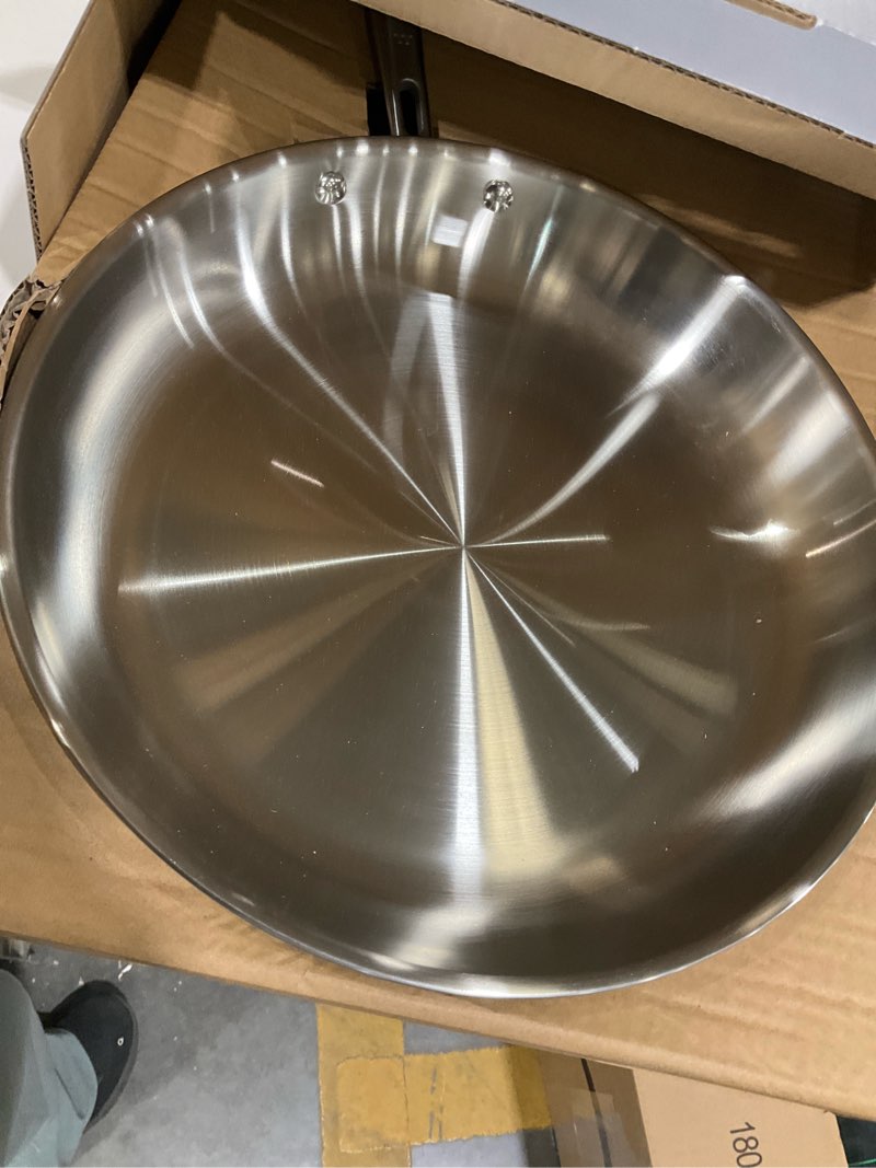Condition photo showing Good Condition for Misen 5-Ply Stainless Steel 12" Frying Pan - Professional Cookware for Induction, Gas and Electric - Dishwasher Safe, Oven Safe to 800°F - Durable, Versatile, Even Heating
