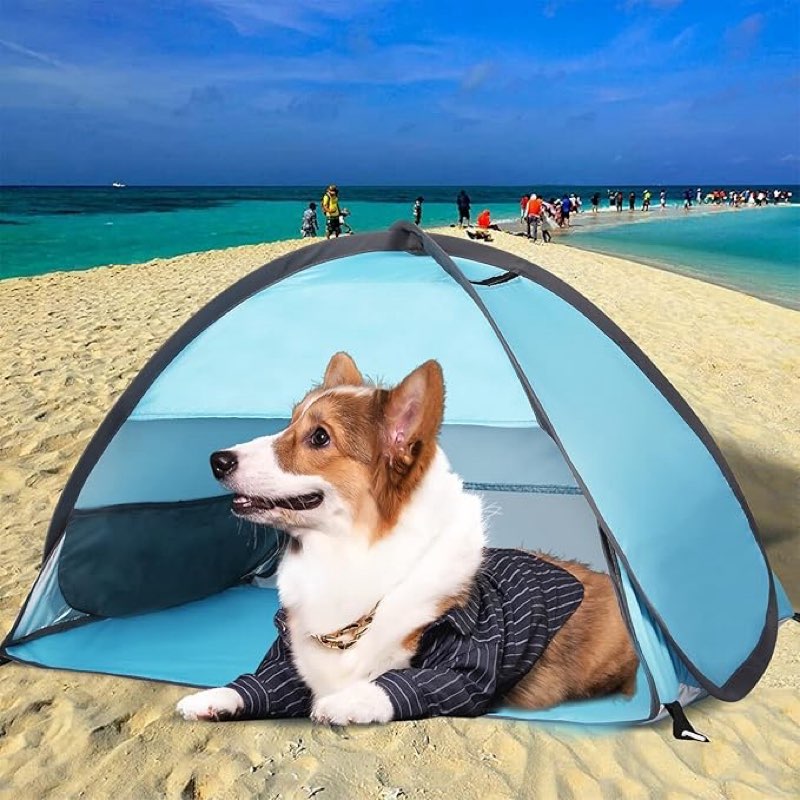 Pop Up Dog Beach Tent,Mini Head Tent,can be Fixed Small Dog Beach Sun Shelters Tent,shelter for cat,Waterproof and Breathable Mobile Phone Stand with Nails