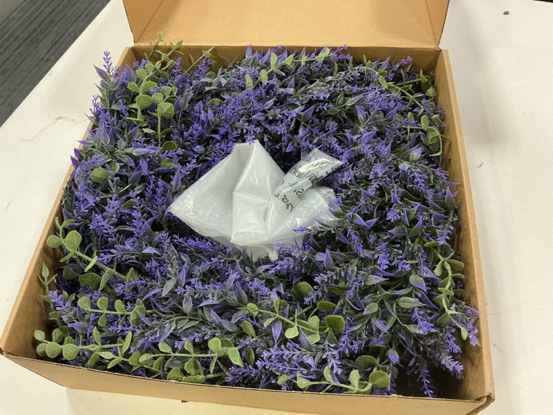 Condition photo showing Good Condition for 26" lavender & eucalyptus wreath for front door, porch, window - large artificial greenery outdoor wreath for home, farmhouse decor - spring, summer, fall, all seasons (purple)