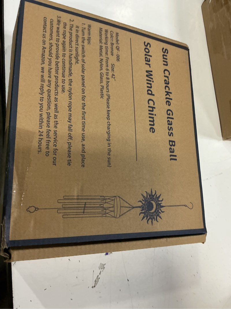 Condition photo showing New/Like New for desgully solar wind chimes, sun wind chime outdoor clearance w/glowing crackle glass led unique wind bells for outside waterproof chimes, gifts for her/him (42" long metal chimes)…