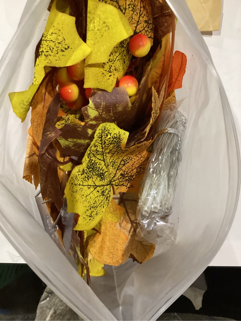 Condition photo showing Good Condition for Thanksgiving Garland,Thanksgiving Decorations 6FT Fall Leaves Garland for Home Indoor Outdoor,Artificial Autumn Hanging Decor for Mantle Table Fireplace Party Patio 1