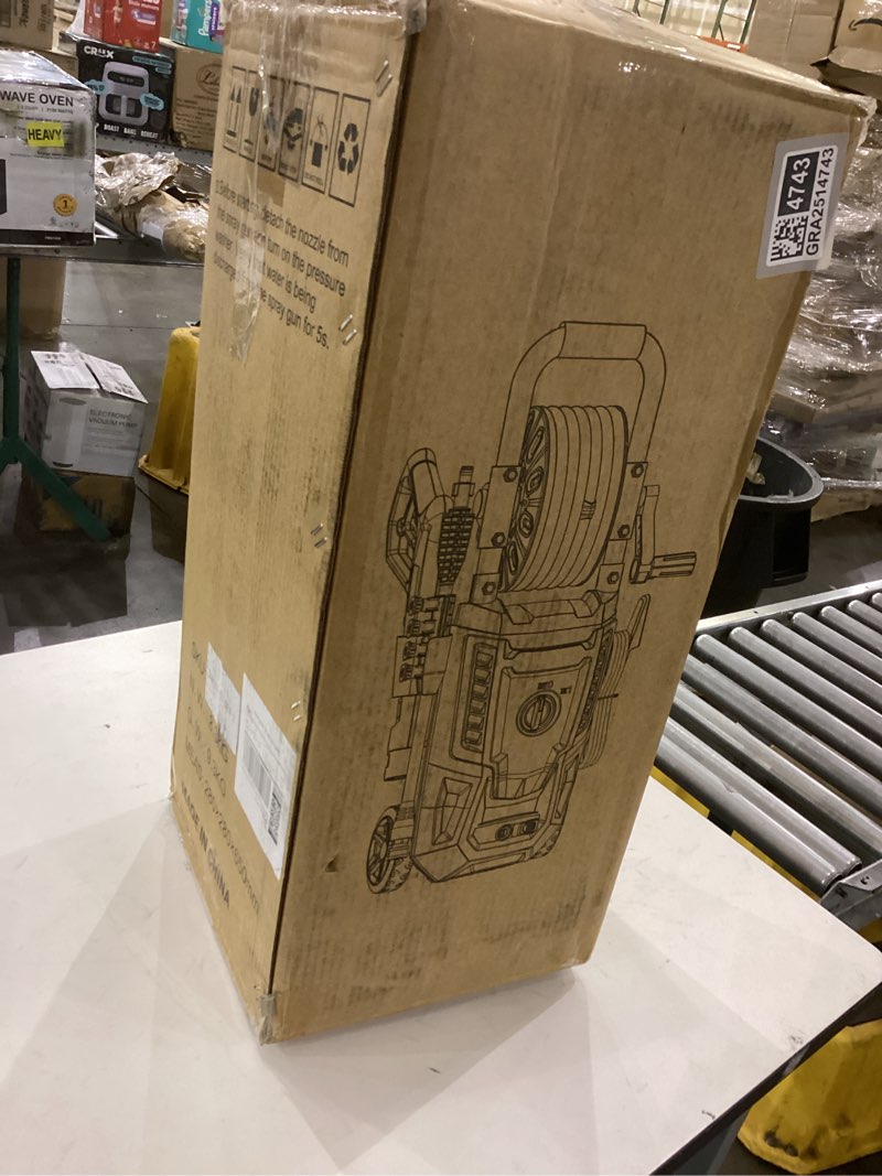 Condition photo showing As Is for 4800 PSI Pressure Cleaner- 4.0 GPM High Power Cleaner with 33FT Hose Reel, 4 Spray Tips and Soap Bottle for Car Washing, Fence Cleaning, Patio Maintenance?Upgraded?(Green)