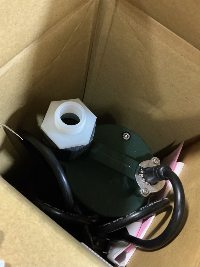 Condition photo showing As Is for zoeller 1/3 hp 2100 gph thermoplastic electronic switch bottom ac submersible utility pump