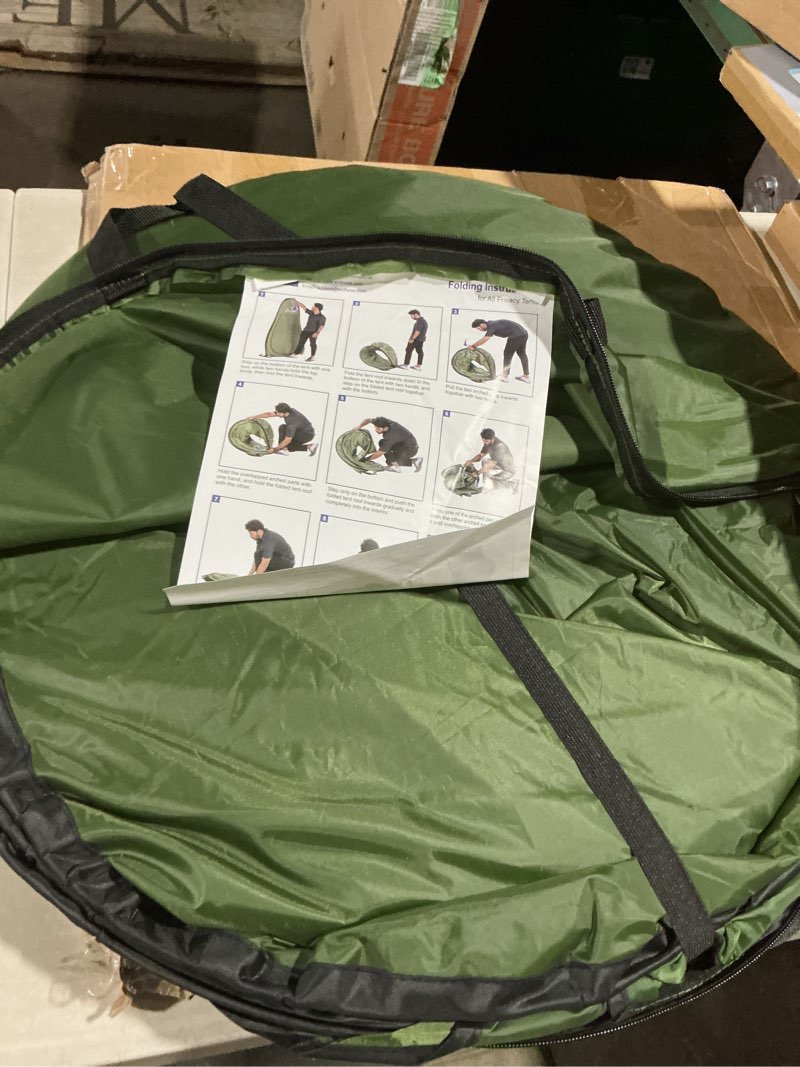 Condition photo showing As Is for 1-person portable pop up shower changing toilet tent camping privacy shelters room w/carrying bag in green