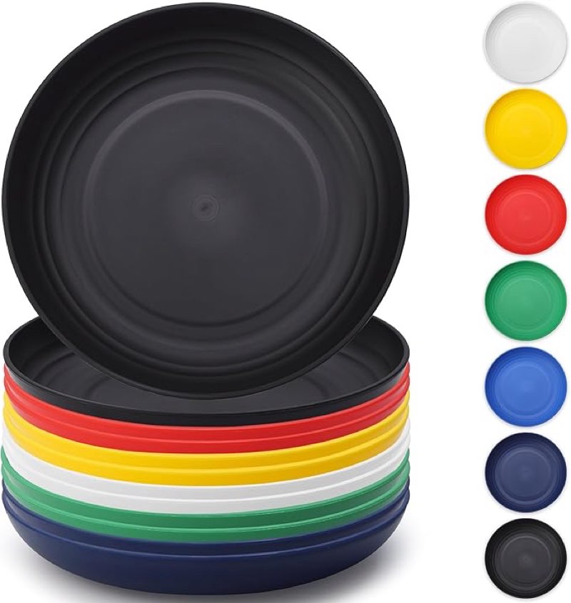 X003ZVK987 Berglander Plastic Plates Set of 12 Pieces 9\" FR Color Reusable and Sturdy Unbreakable Dinner Plates, Salad Plates, Pasta Bowls, Dis Pesrie, Bamping, Light Weight Easy Carry Newitem