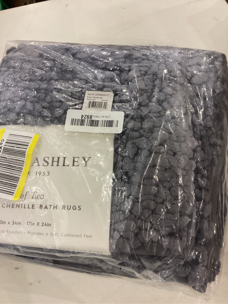 Condition photo showing New/Like New for Laura Ashley Butter Chenille Bath Rug, Absorbent Shaggy Bathroom Mat, Non Slip Plush Carpet Rugs for Tub and Sink - 2 Piece (17" x 24" and 20" x 34") Blush
