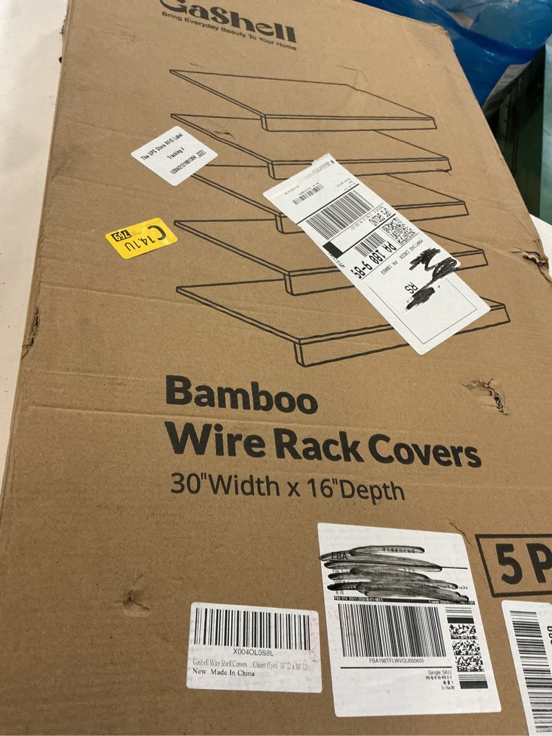Condition photo showing New/Like New for wire shelf covers, bamboo wire rack covers for pantry, closet (5pcs, 30" w x 16" d) 30"w x 16"d 5