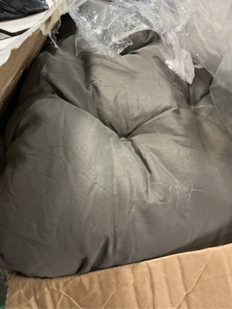 Condition photo showing Good Condition for 3 seater porch swing cushion,thick cushion for patio swing furniture,3-person outdoor swing cushiosn with ties & storage bag,for patio, porch, backyard, garden,outdoor (dark gray 60 * 40 in) dark gray 60x40 inches