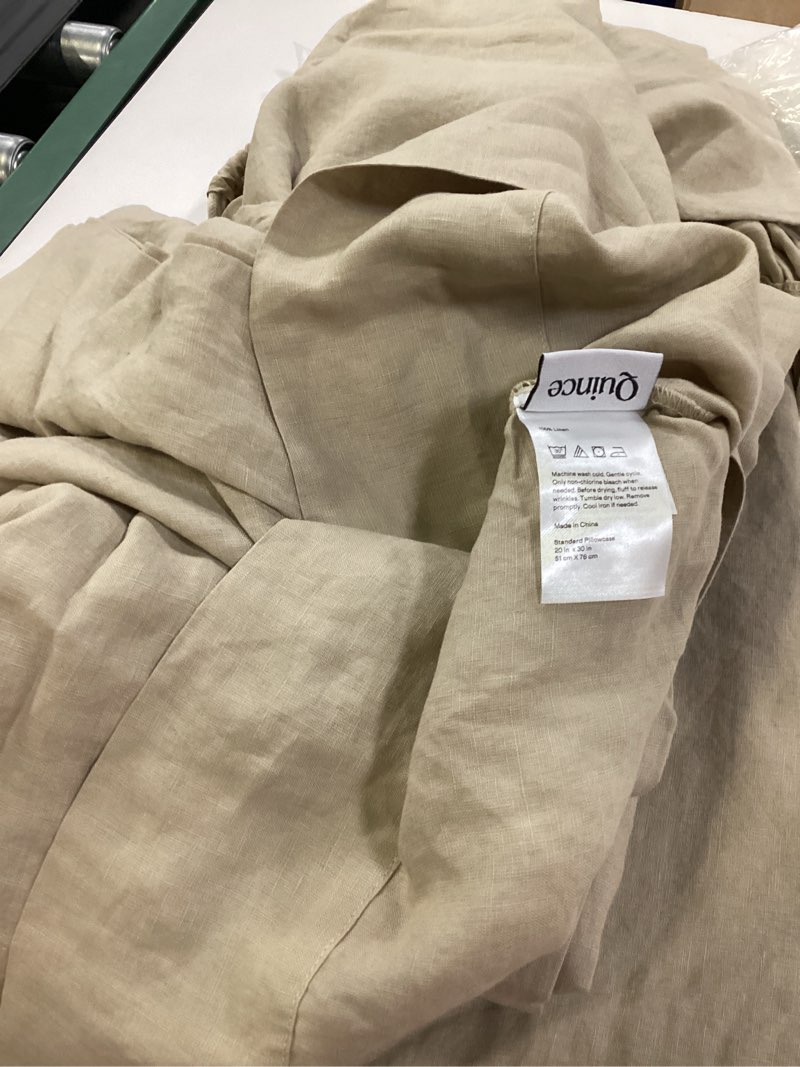 Condition photo showing Good Condition for european linen sheet set, queen, toffee