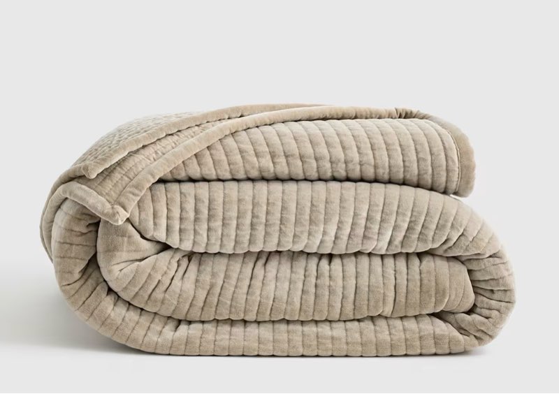 cotton velvet channel quilt, king/cal king, light taupe