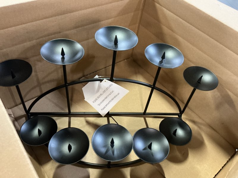 Condition photo showing Good Condition for sei furniture - redway candelabra - transitional design, black metal - fully assembled - ideal for living room, family room (fa2110)