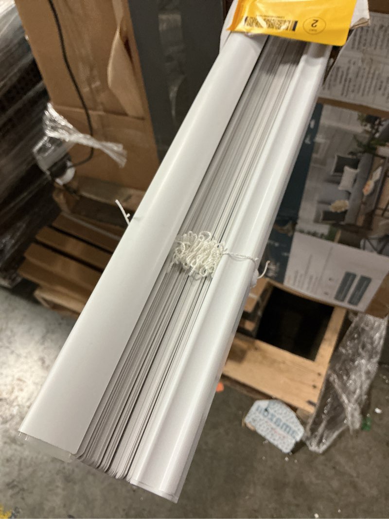 Condition photo showing Good Condition for project source 1-in slat width 71-in x 60-in cordless white vinyl light filtering mini-blinds