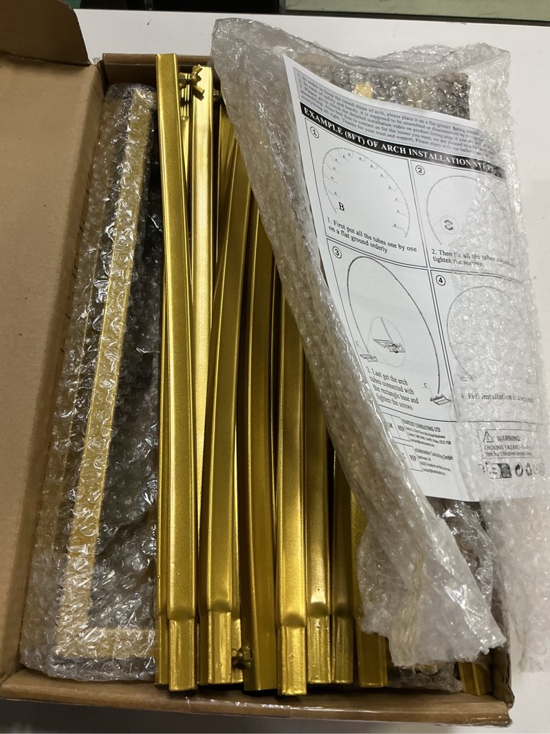 Condition photo showing Good Condition for wokceer round backdrop stand 8ft gold wedding arch metal circle balloon arch stand for birthday party wedding bridal shower anniversary ceremony 8 ft gold